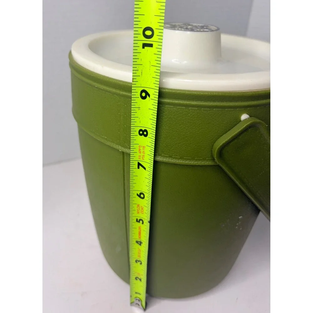 Vintage Rubbermaid Ice Bucket Avocado Green Snowflake Lid MCM 2260 Retro Barware